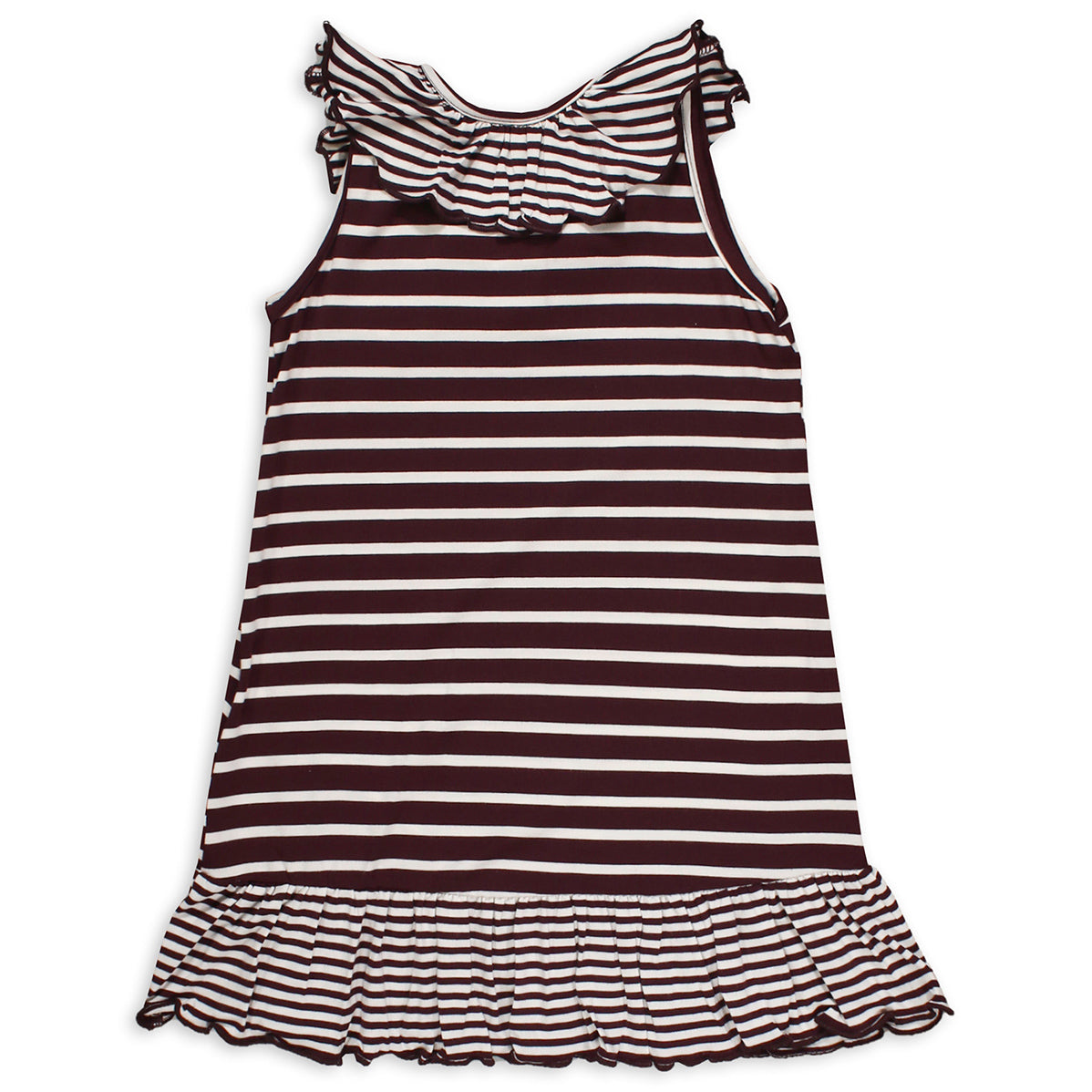 Maroon & White Striped Toddler Dress