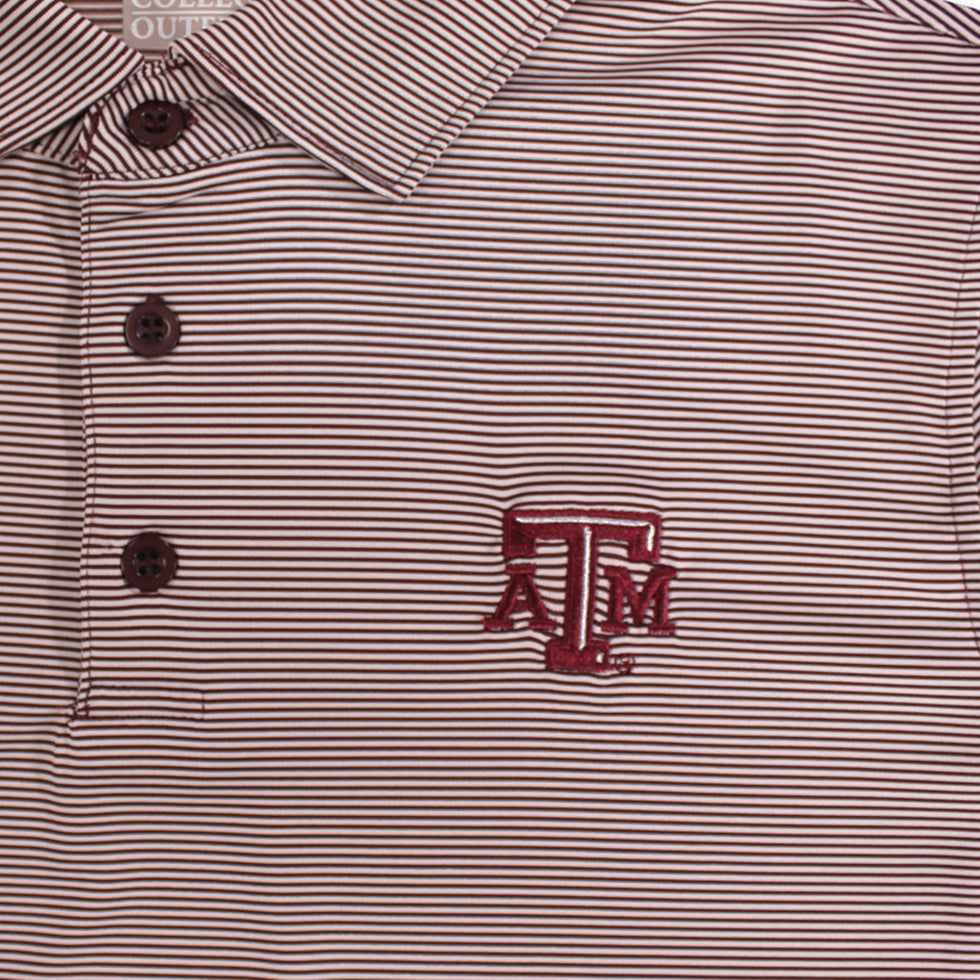 Texas A&M Youth Micro Stripe Performance Polo