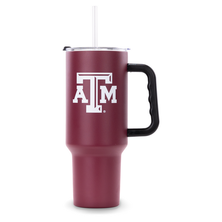 Texas A&M University Silver & Maroon Tumbler W Straw