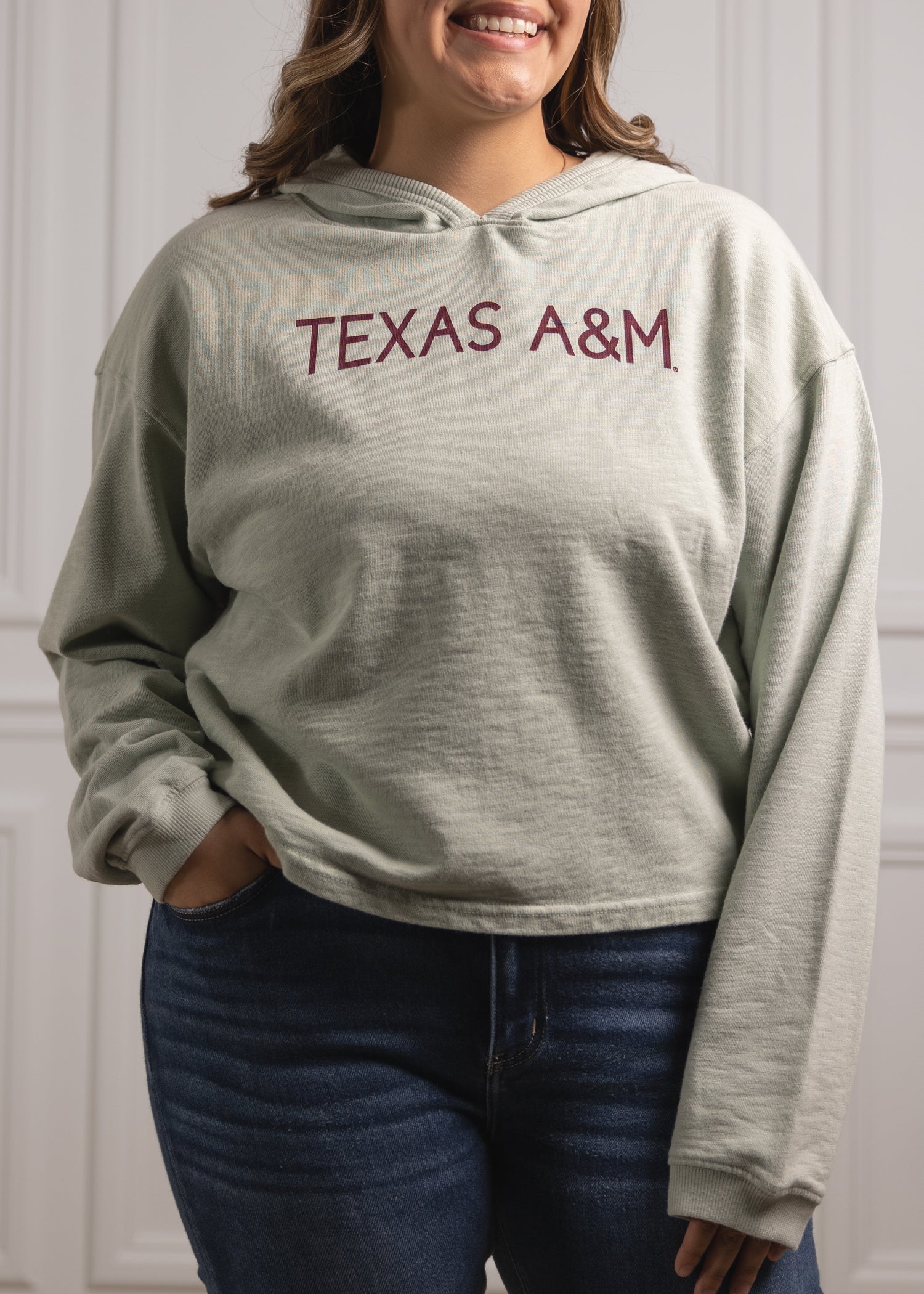 Texas A&M Weathered Terry Crop Hoodie