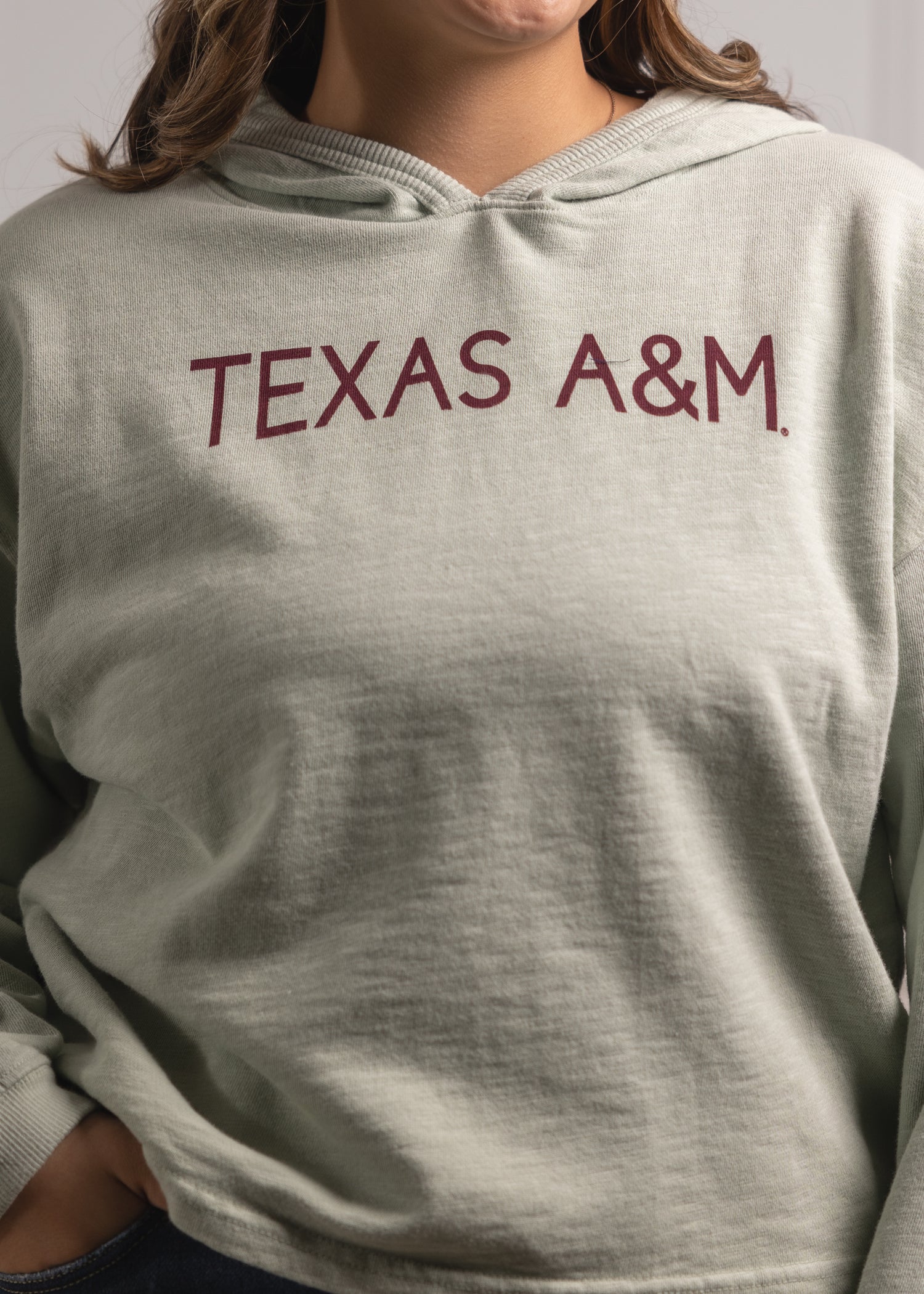 Texas A&M Weathered Terry Crop Hoodie