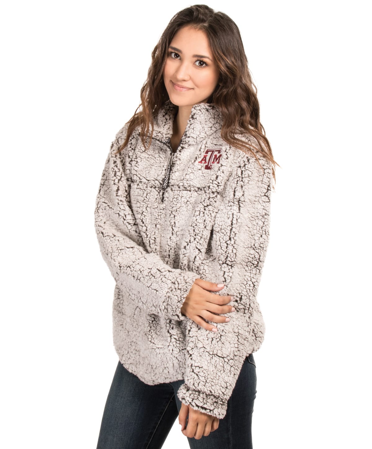 Womens grey sherpa cheap pullover