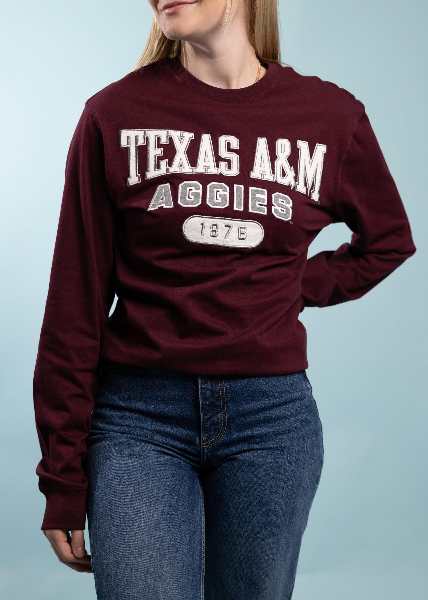 Texas A&M Aggies Mens Superfan Embroidered Long Sleeve T-Shirt