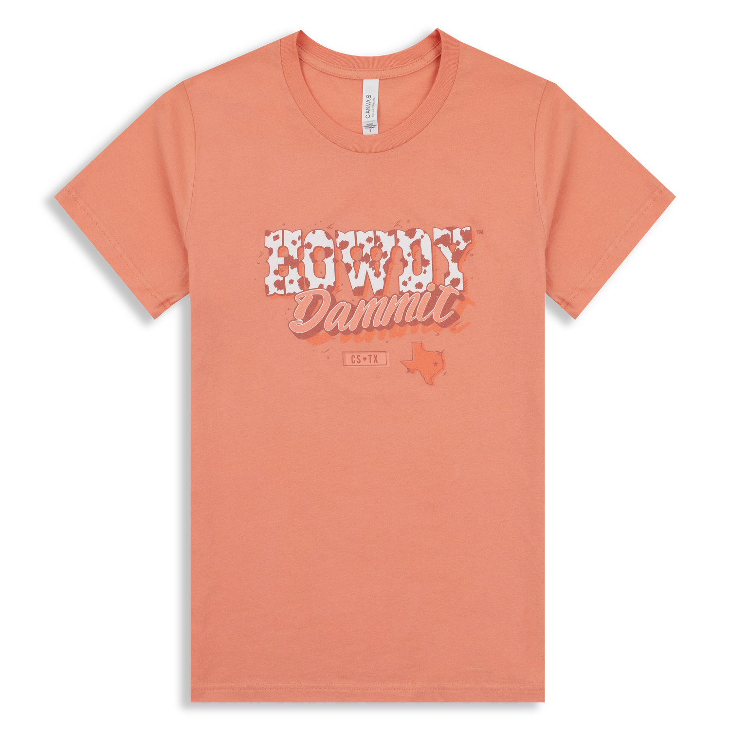 CSTX Cow Print Howdy Dammit Sunset Orange T-Shirt