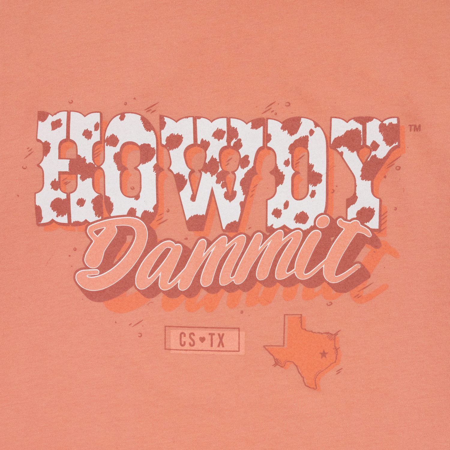 CSTX Cow Print Howdy Dammit Sunset Orange T-Shirt