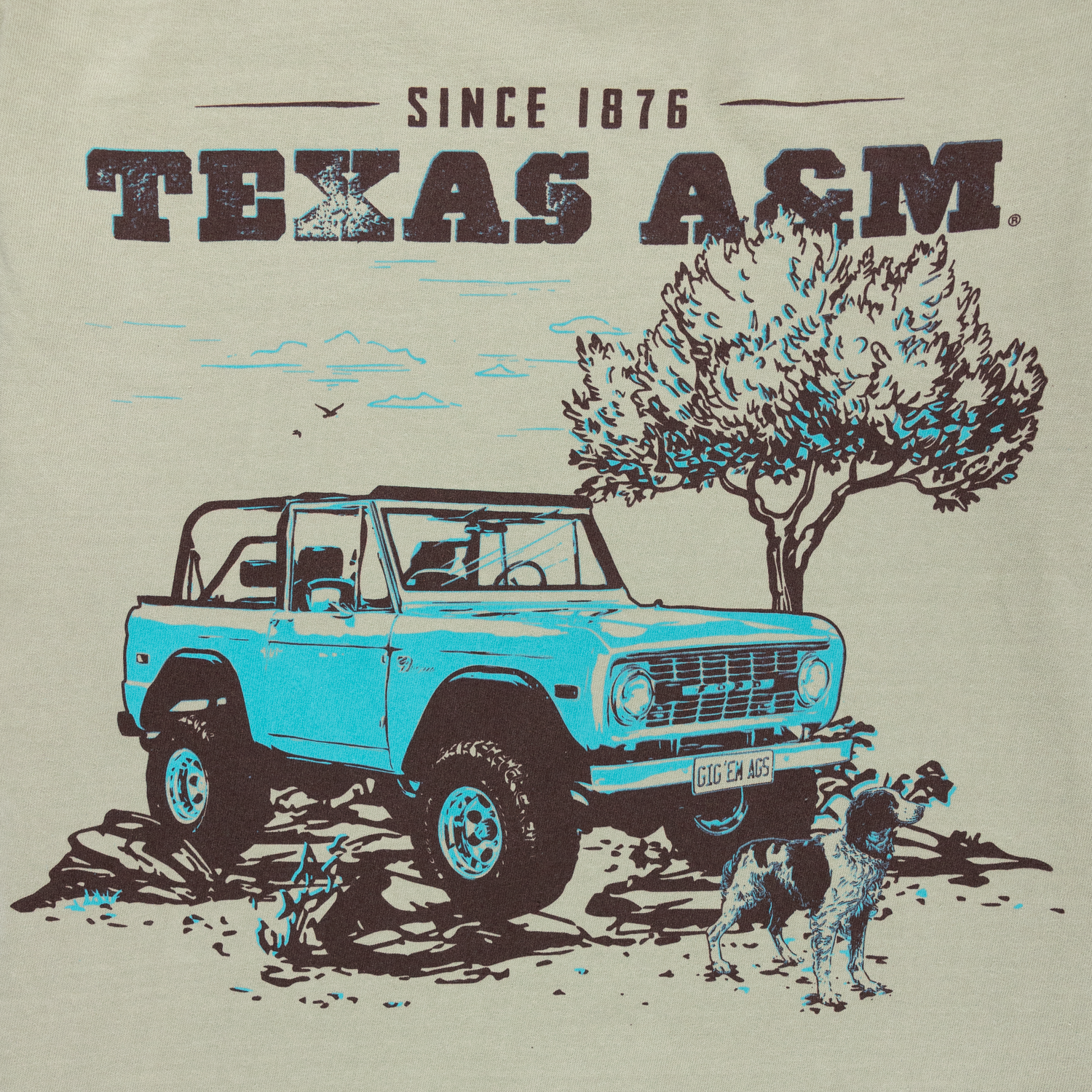Texas A&M Aggie University Gig'em Aggies 1876 retro logo shirt