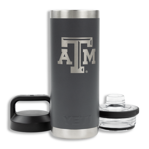 Texas A&M Block Logo Yeti White And Silver Rambler Bottle 12 Oz