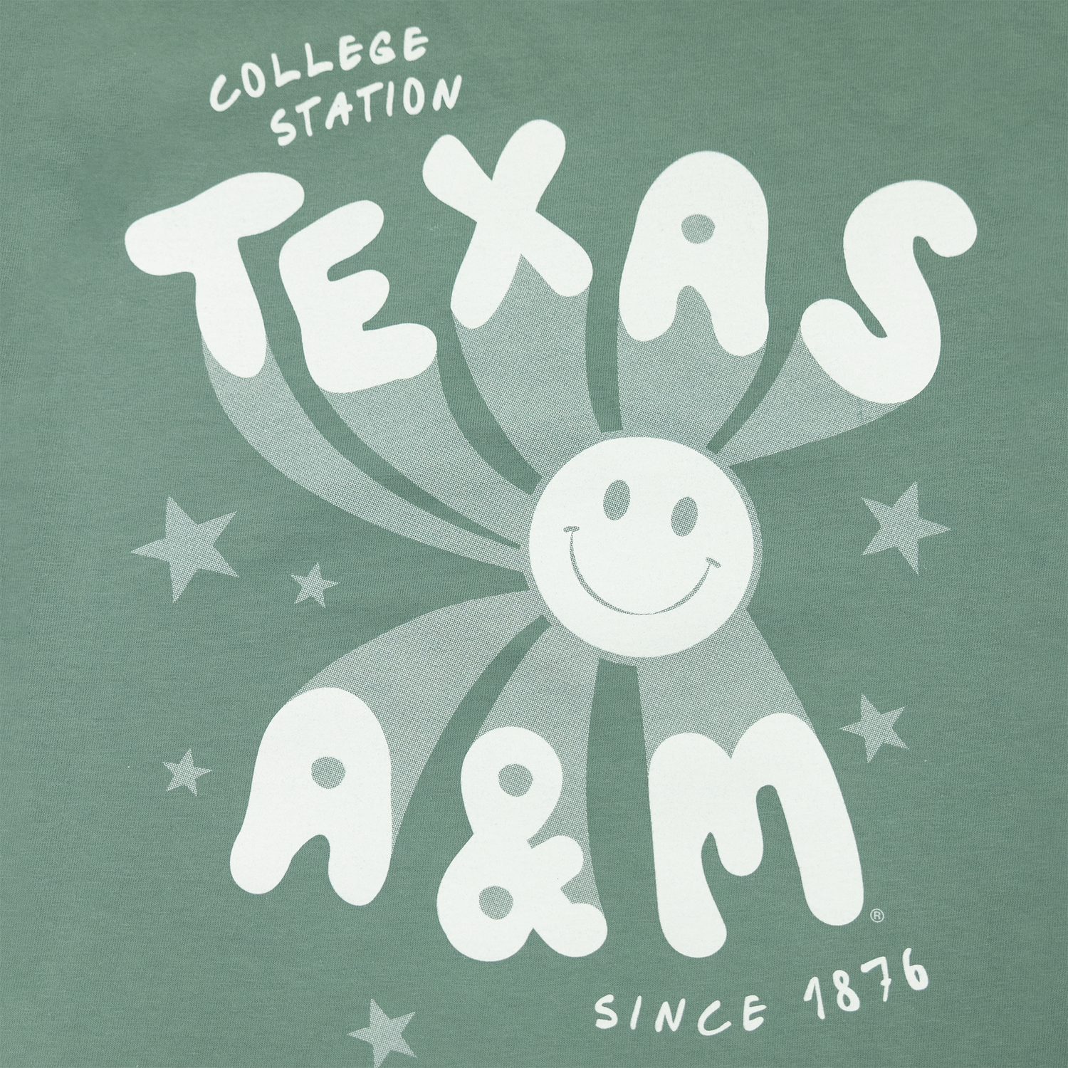 Texas A&M Smiley Face and Stars Cypress Green T-Shirt