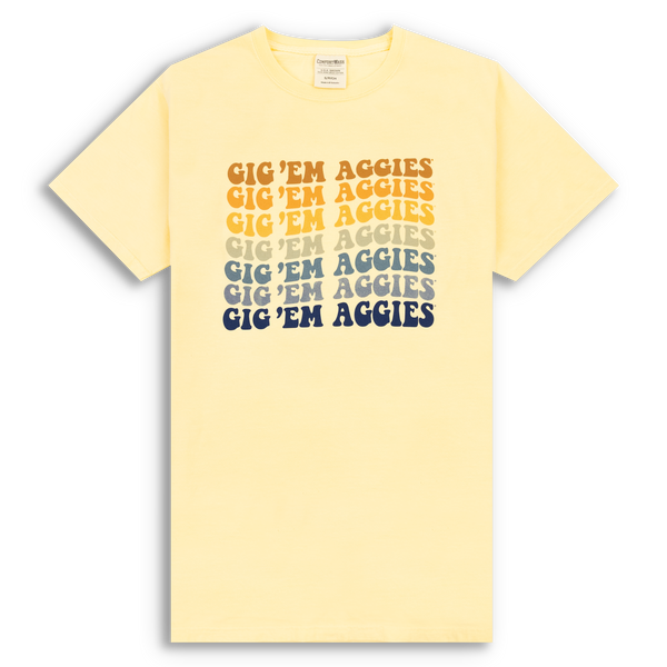 Gig 'Em Aggies on Repeat Yellow T-Shirt M / GDH100 Summer Squash