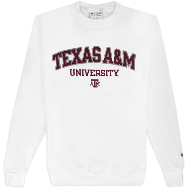 Texas A&M Champion Powerblend White Crew Neck