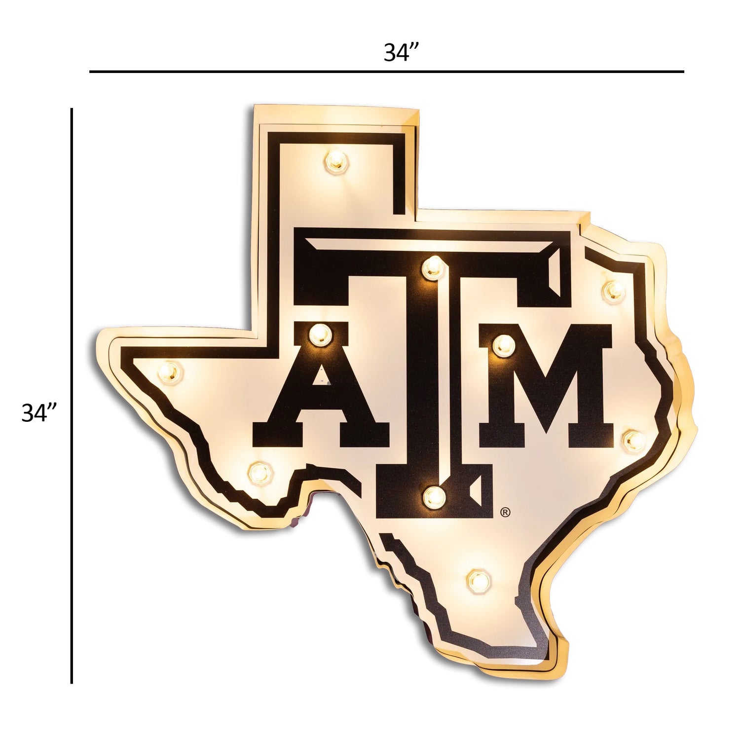 Texas A&M Lonestar White Metal Lights Sign