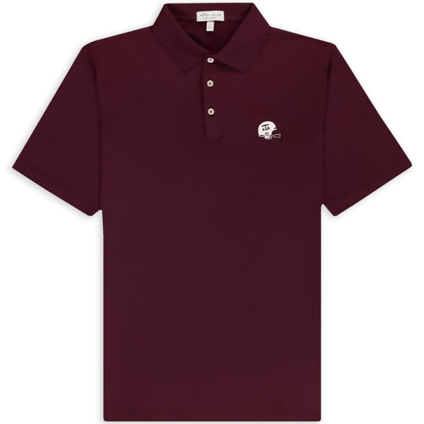 Texas A&M Peter Millar Football Helmet Solid Stretch Jersey Polo - S /  White