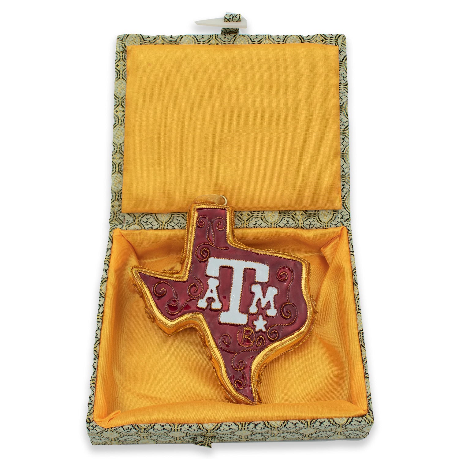 Texas A&M Aggies Kitty Keller Maroon And Gold Texas Shaped Ornament