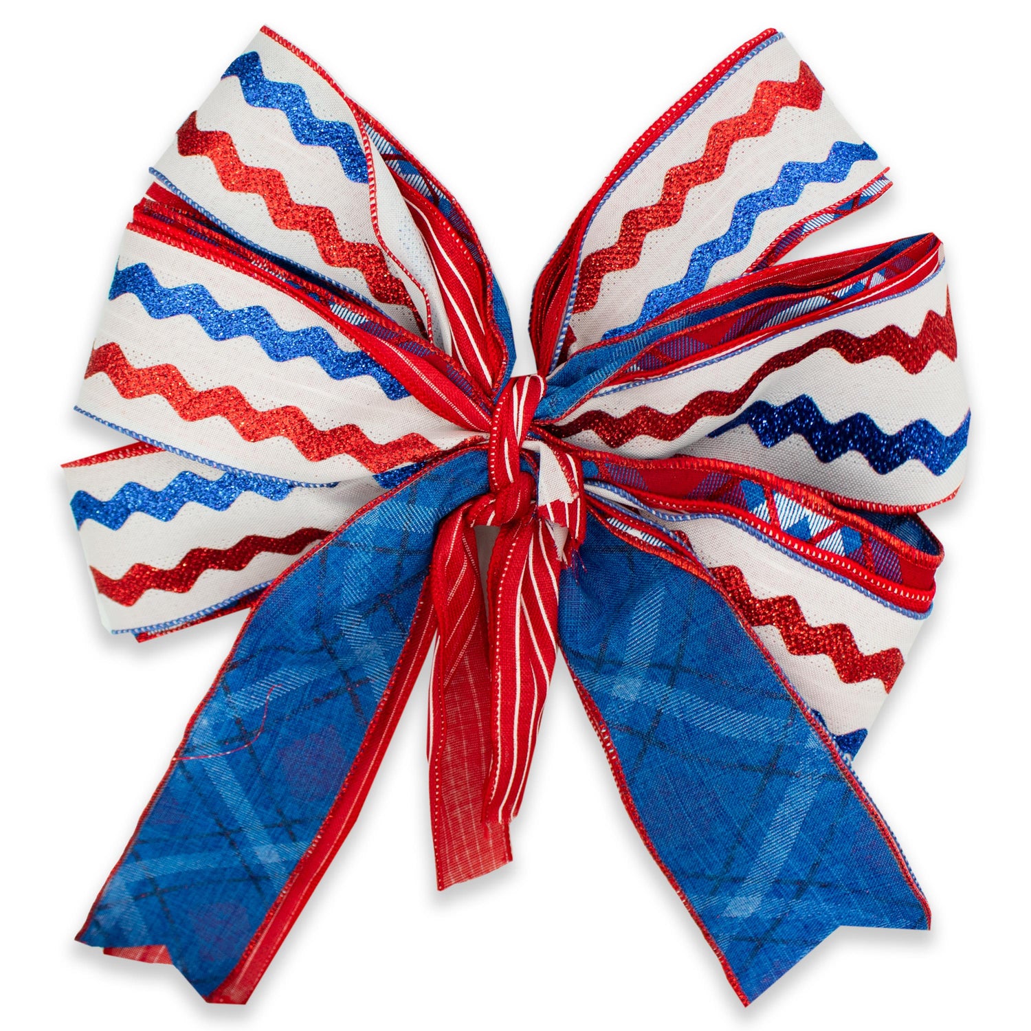 Red White & Blue Chevron Striped Bow