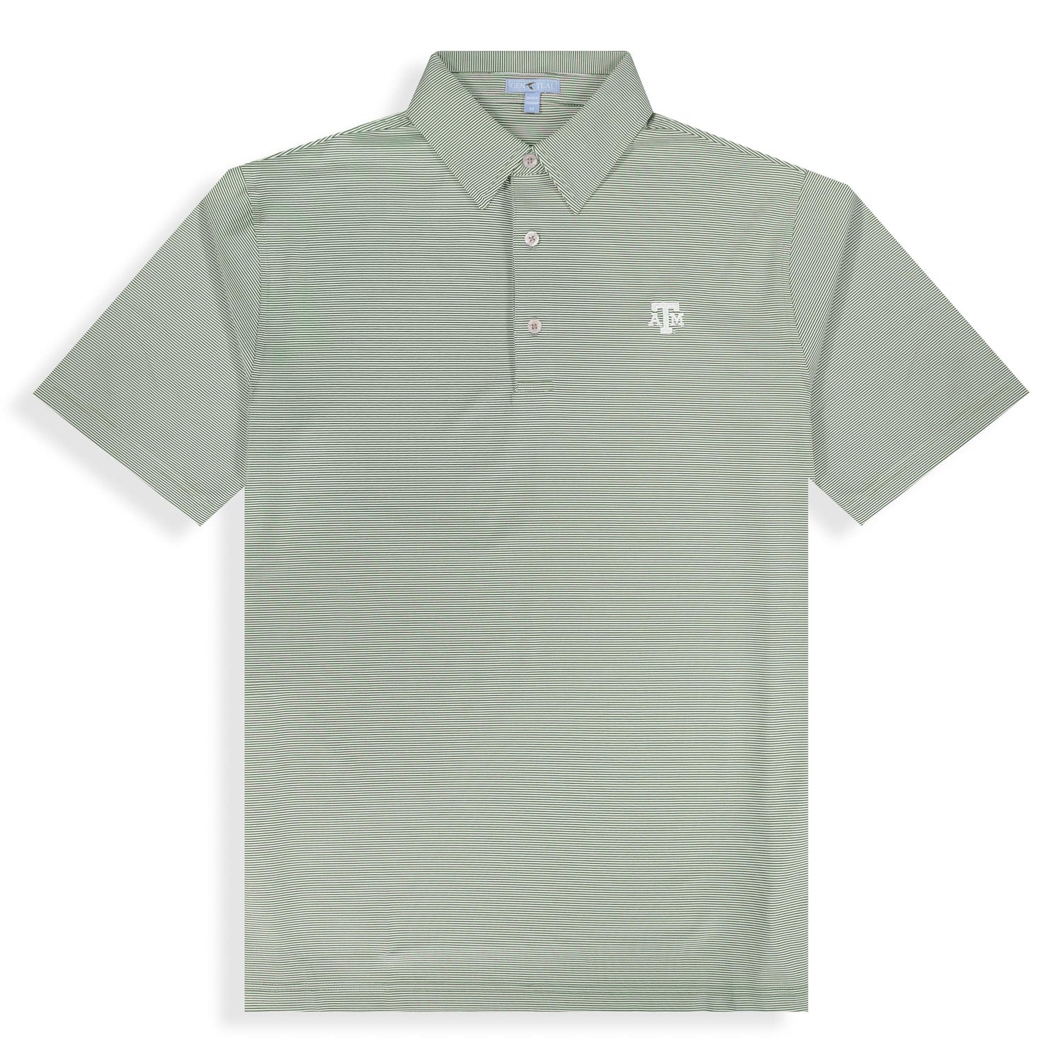 Texas A&M Gen Teal Pine Pinstripe Performance Polo