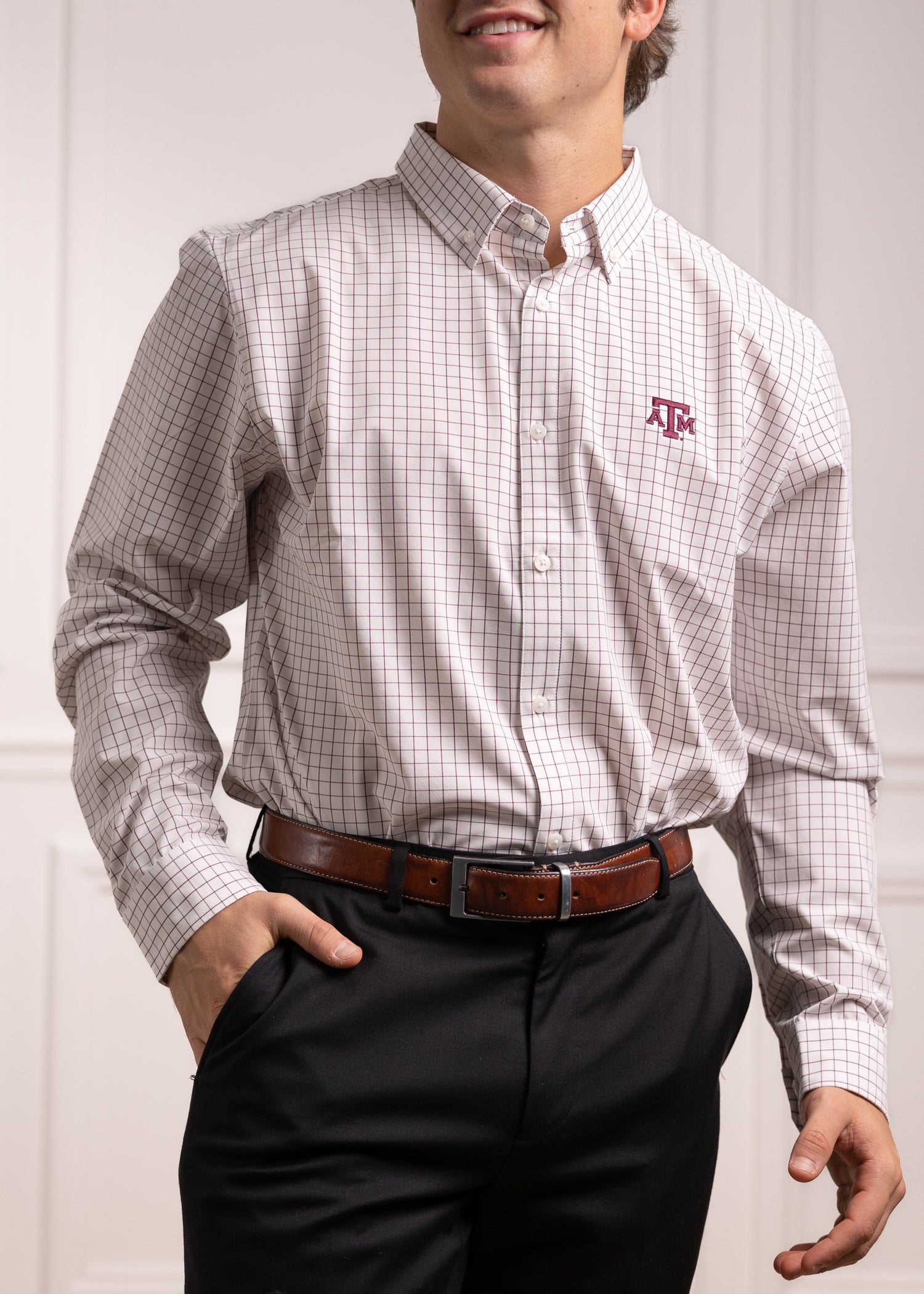 Texas A&M johnnie-O Grid Signor Button Down